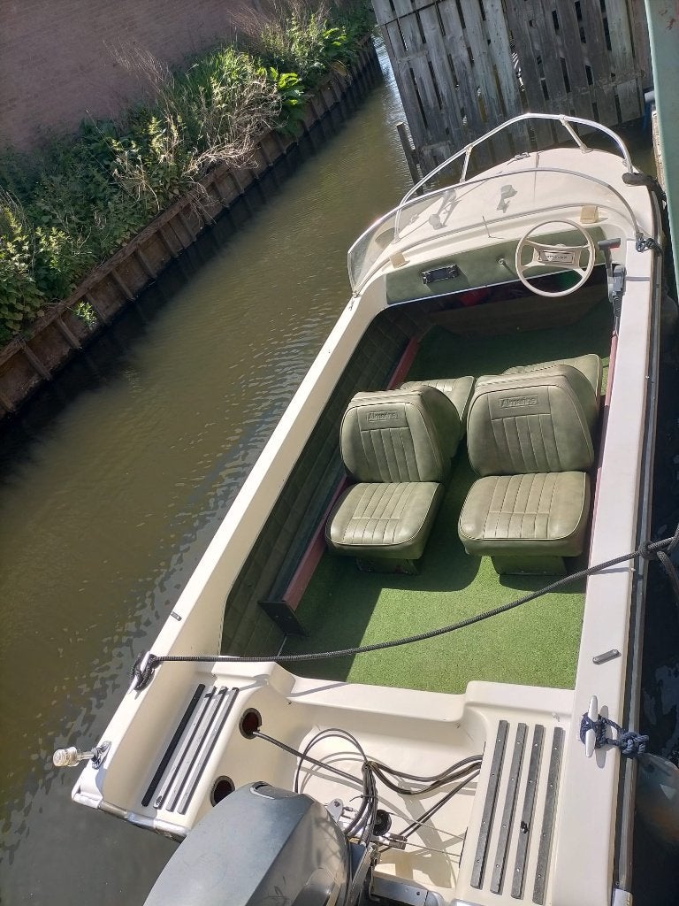 Leuke retro boot Almar 430 met 25pk Yamaha, Watersport en Boten, Gebruikt, Afdekzeil, Buitenboordmotor, Polyester