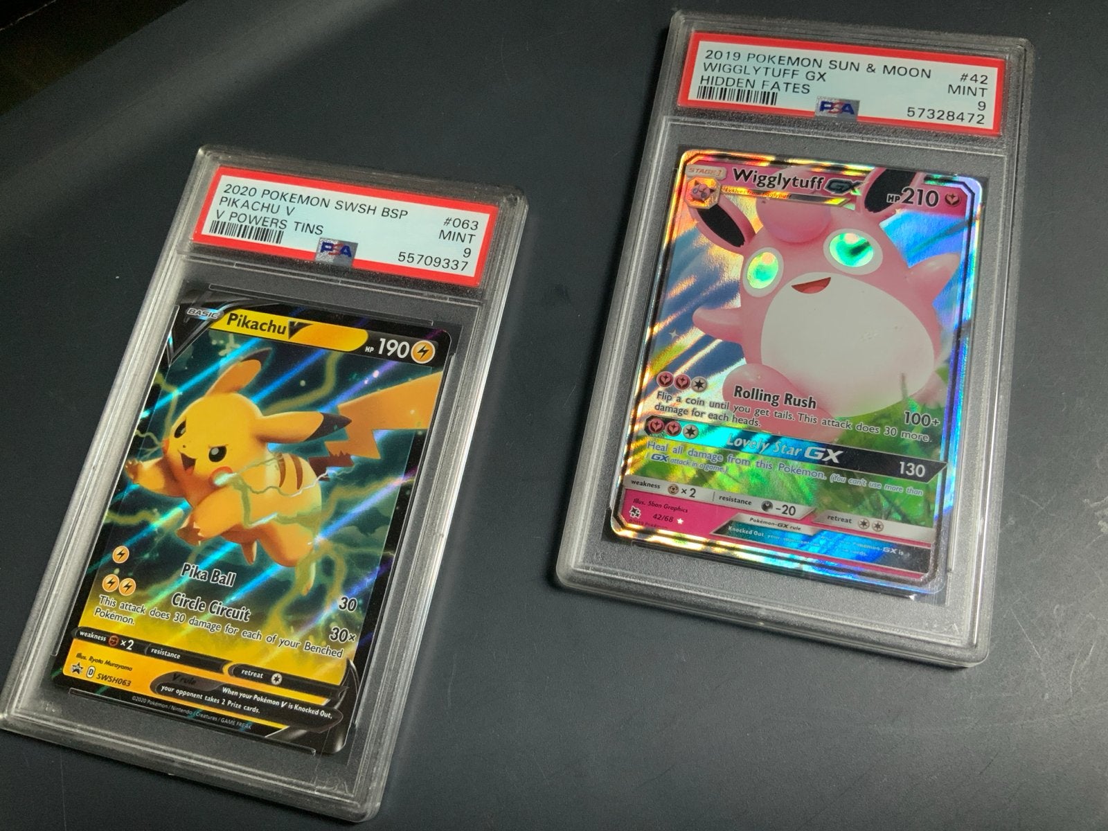 Pokémon Kaarten: Pikachu V & Wigglytuff GX (PSA 9), Hobby en Vrije tijd, Verzamelkaartspellen | Pokémon, Ophalen, Zo goed als nieuw