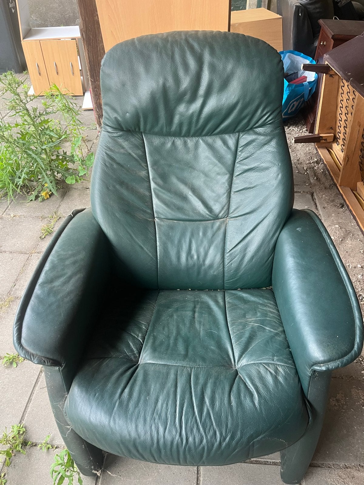 Comfortabele leren fauteuil - groen en bruin beschikbaar, Ophalen, Gebruikt, 50 tot 75 cm, Leer
