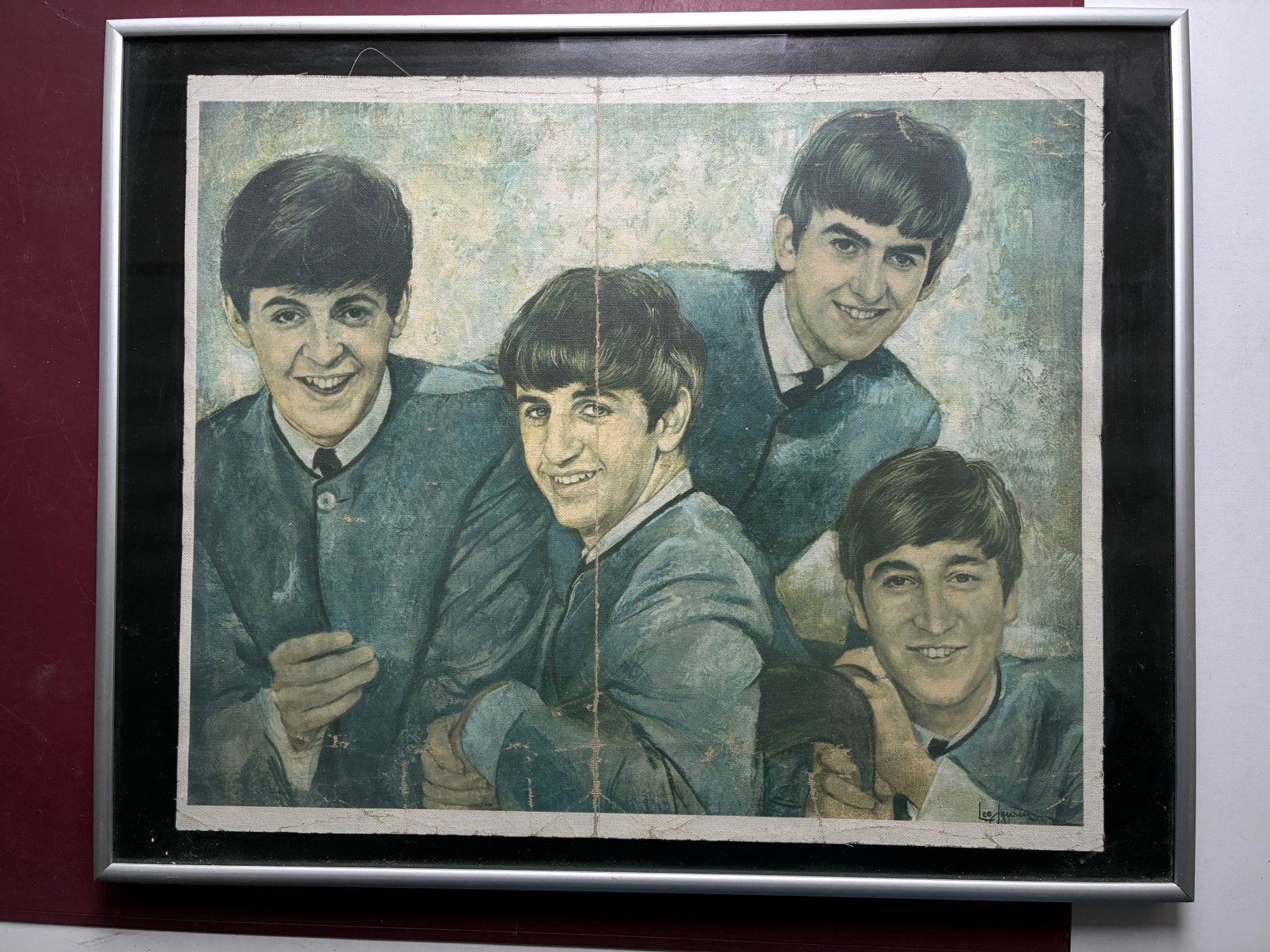Beatles, oude canvasprint 1964, Ophalen, Gebruikt, Poster, Artwork of Schilderij