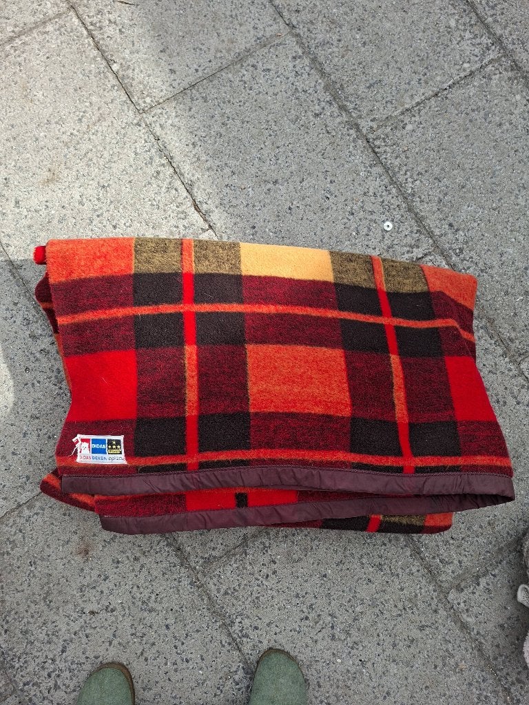 Mooie vintage Didas deken, Gebruikt, 100 tot 150 cm, Vintage geblokt, Ophalen of Verzenden