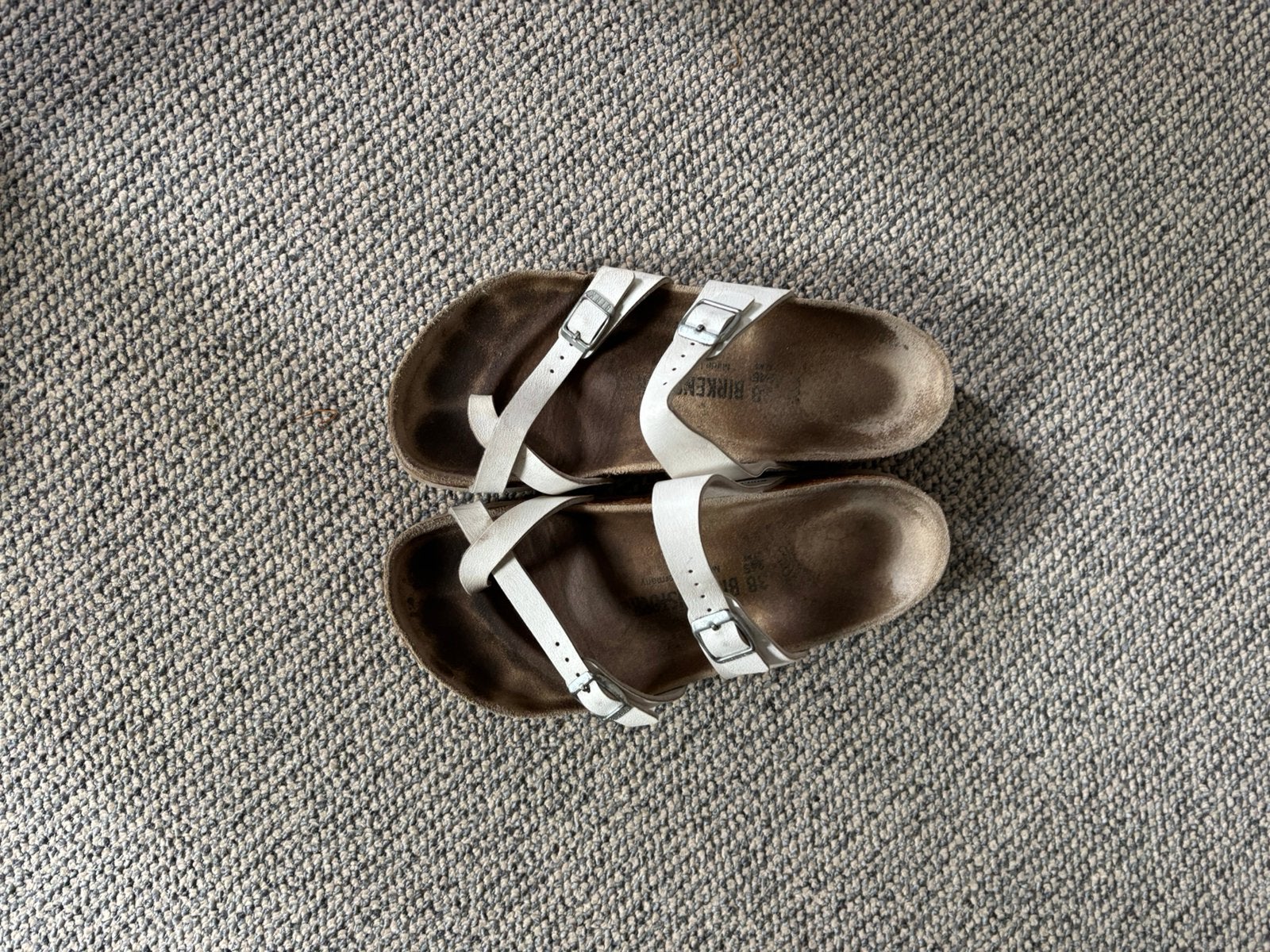 Birkenstocks maat 38, Wit, Gedragen, Sandalen of Muiltjes, Ophalen of Verzenden