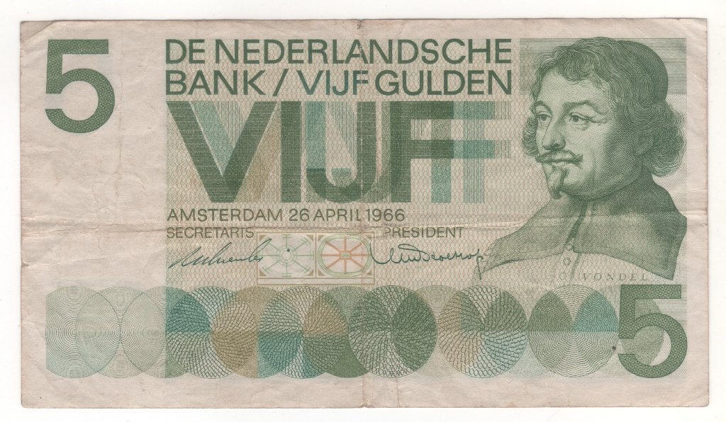 5 gulden 1966 Vondel (BB 53), Ophalen of Verzenden, 5 gulden
