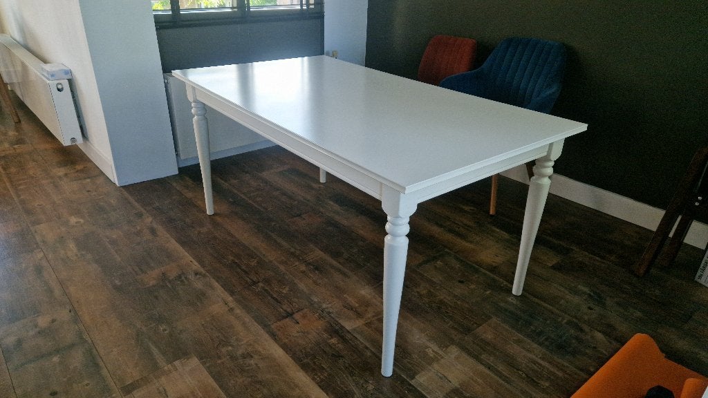 IKEA INGATORP tafel wit, uitschuifbaar, Ophalen, Gebruikt, 200 cm of meer, 50 tot 100 cm
