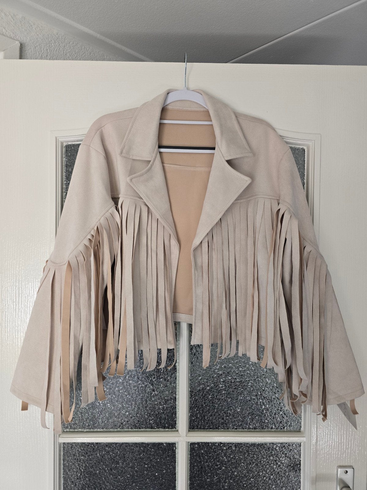 nieuw suedine blazer creme franje 38 40 42 44, Ophalen of Verzenden, Nieuw, Maat 42/44 (L), Beige