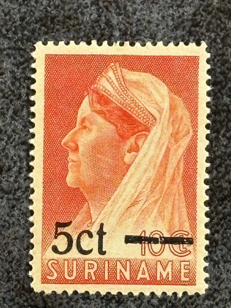 1945 SUR 212b Hulpuitgifte zwarte opdruk 5 cent, Ongebruikt, Ophalen of Verzenden