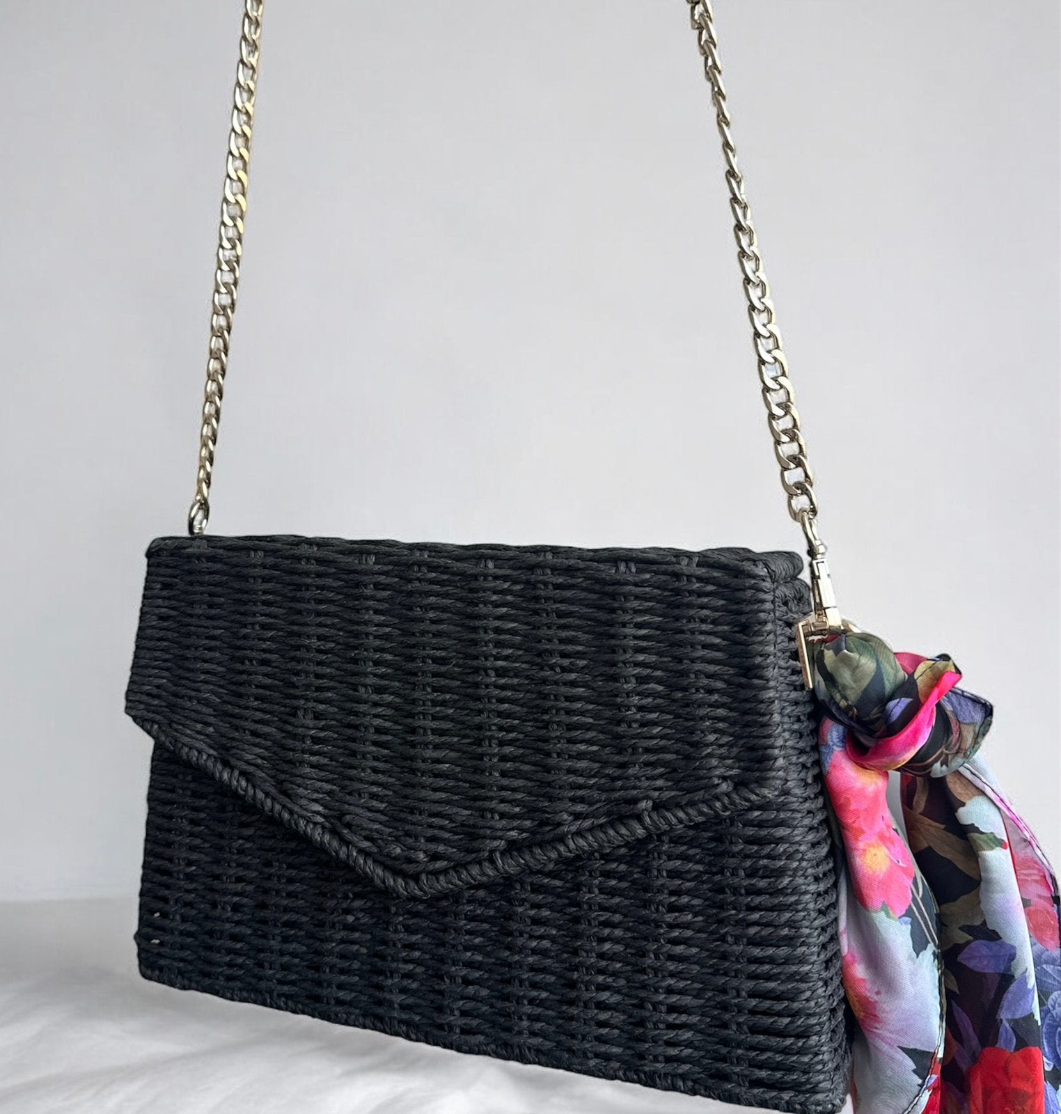 Forever new zalando rieten crossbody strandtas zwart tas, Verzenden, Zo goed als nieuw, Zwart, Overige merken