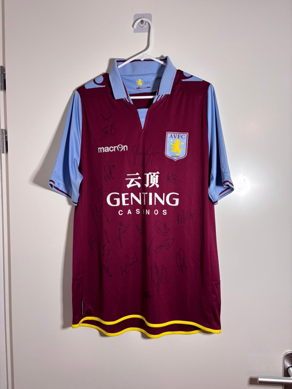 Aston Villa Thuisshirt Voetbalshirt 12/13 Gesigneerd Maat XL, Verzenden, Zo goed als nieuw, Buitenlandse clubs, Shirt