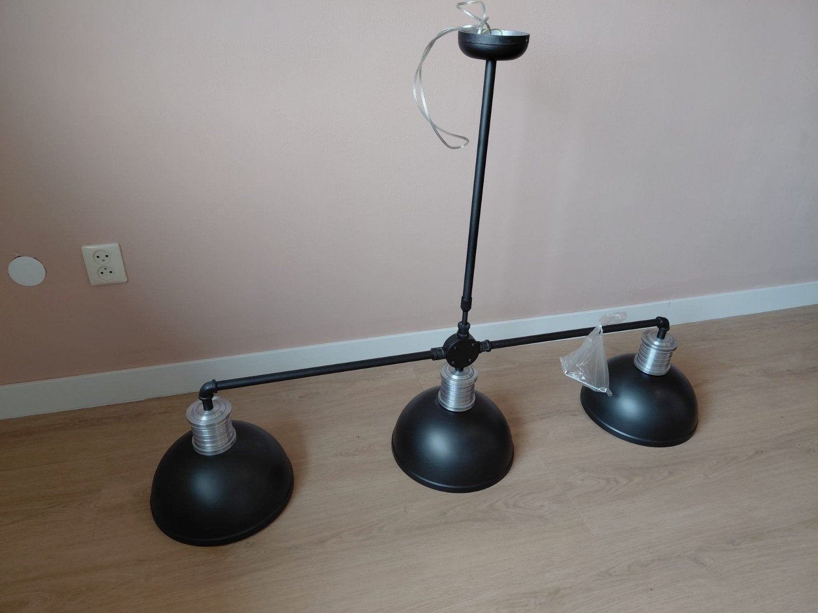 Steinhauer Brooklyn 3-lichts hanglamp E27 zwart industrieel, Ophalen, E27 (groot), Zo goed als nieuw, Metaal