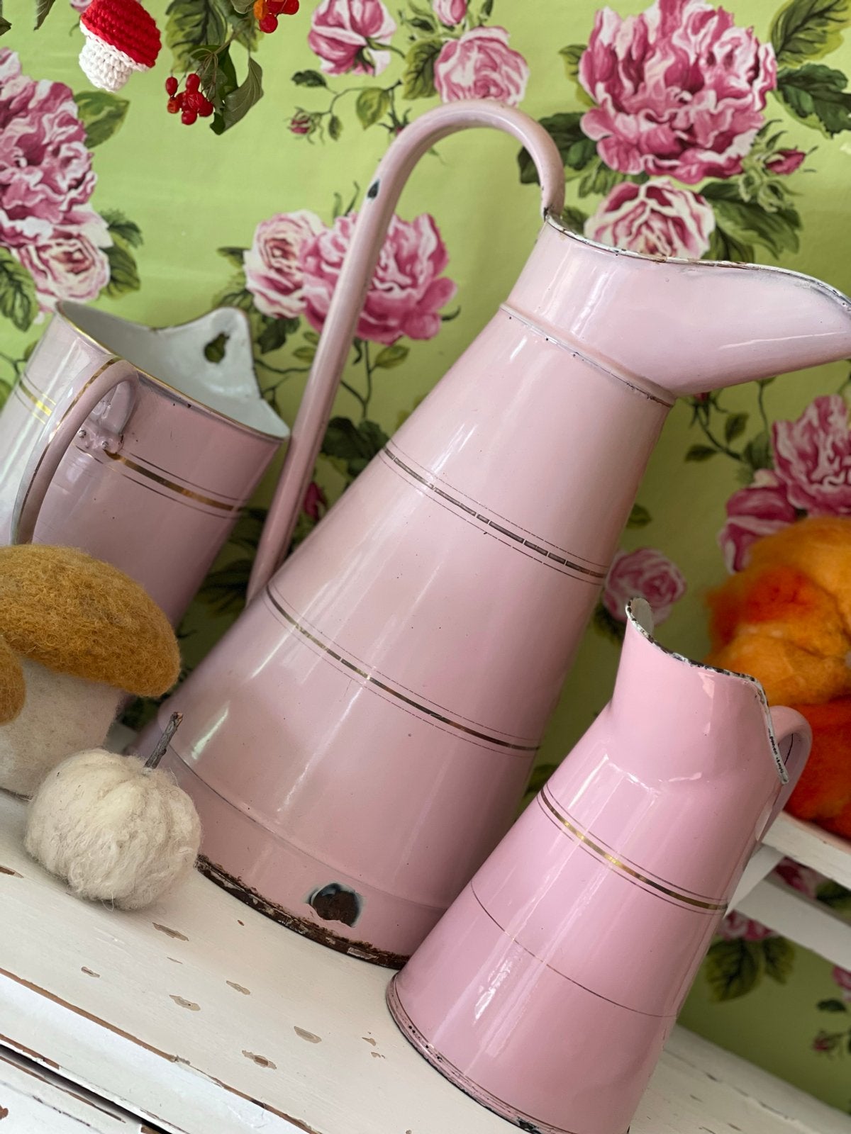 Antieke Franse Roze Emaille Lampetkan, Antiek en Kunst, Ophalen of Verzenden