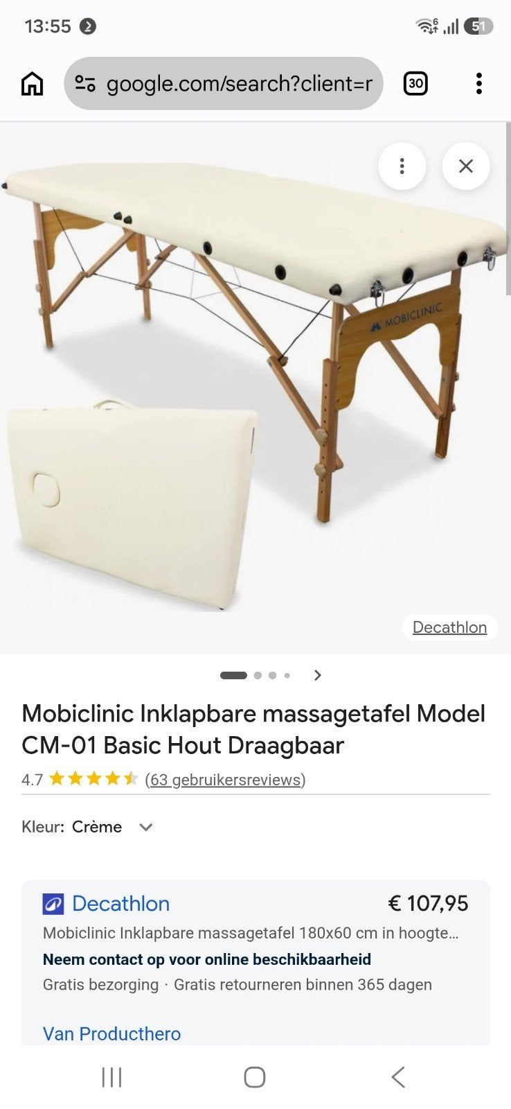 inklapbare massage tafel, Ophalen, Zo goed als nieuw, Massagetafel