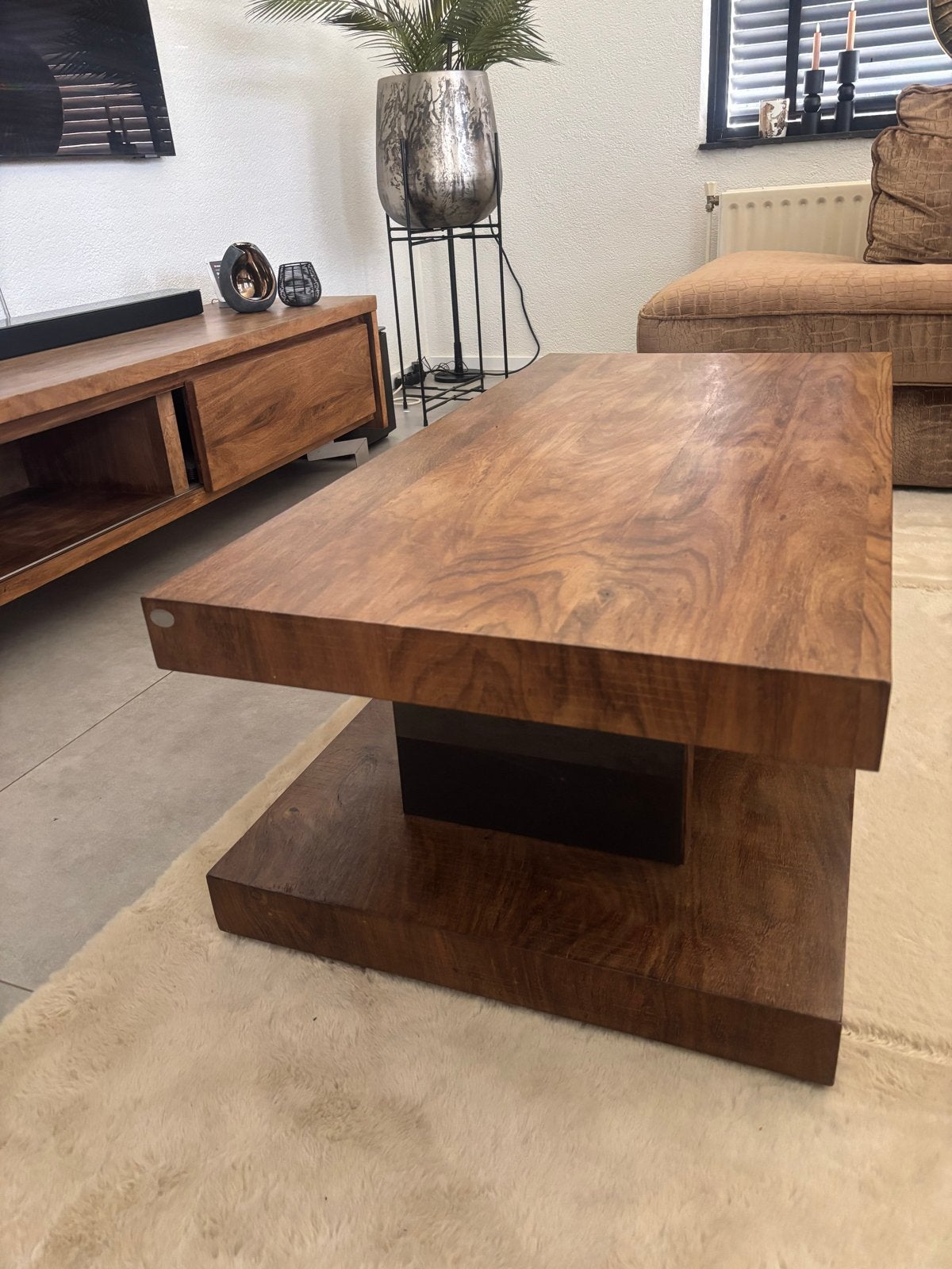 Salontafel van Kikar hout - 120x60x40 cm, Ophalen, 100 tot 150 cm, 50 tot 100 cm, Zo goed als nieuw