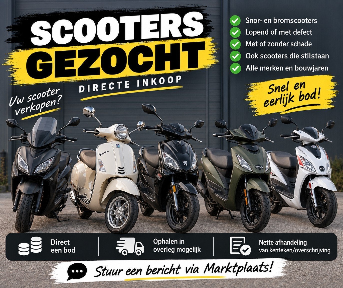 Scooters gezocht | Inkoop | Ook defect of schade, Ophalen