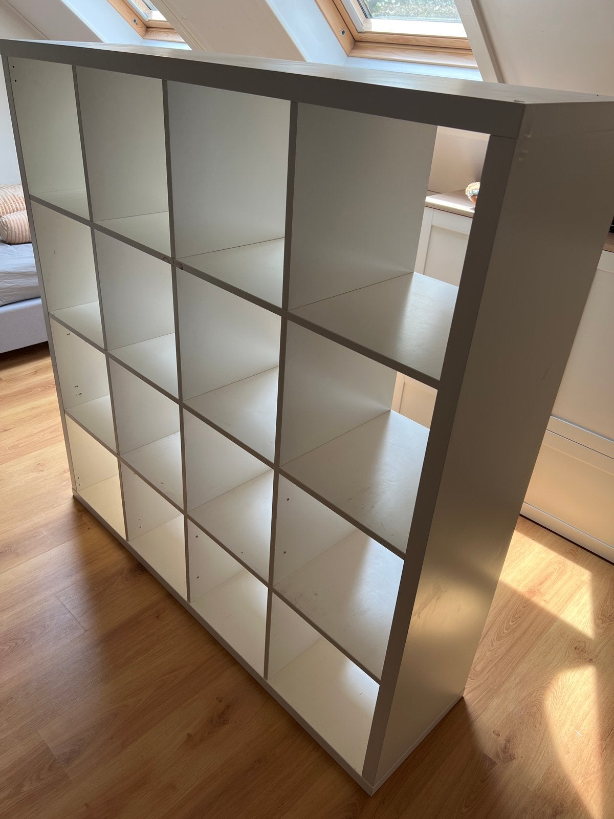 Witte vakkenkast met 16 vakken - IKEA Kallax stijl, Ophalen, Met plank(en), Gebruikt, 100 tot 150 cm