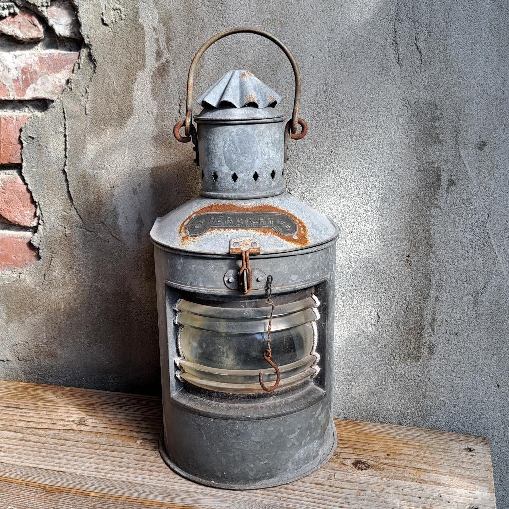 Oude zinken scheepslamp Heklicht lamp windlicht *Etage3*, Gebruikt, ., Ophalen of Verzenden, .