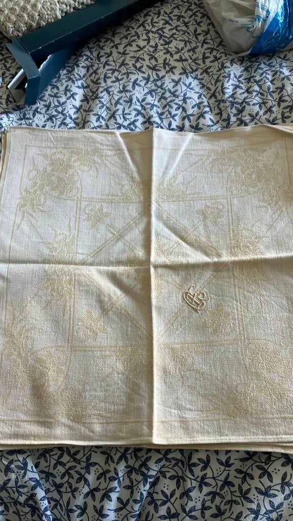 10 stoffen servetten met monogram, Ophalen of Verzenden, Zo goed als nieuw, Vierkant