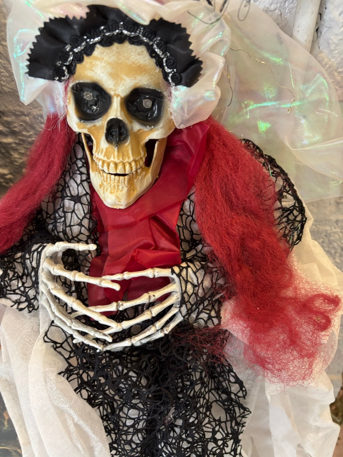 Halloween decoratie set: Heksen, skelet en spinnenverlichtin, Ophalen of Verzenden, Gebruikt, Versiering, Halloween of Griezel
