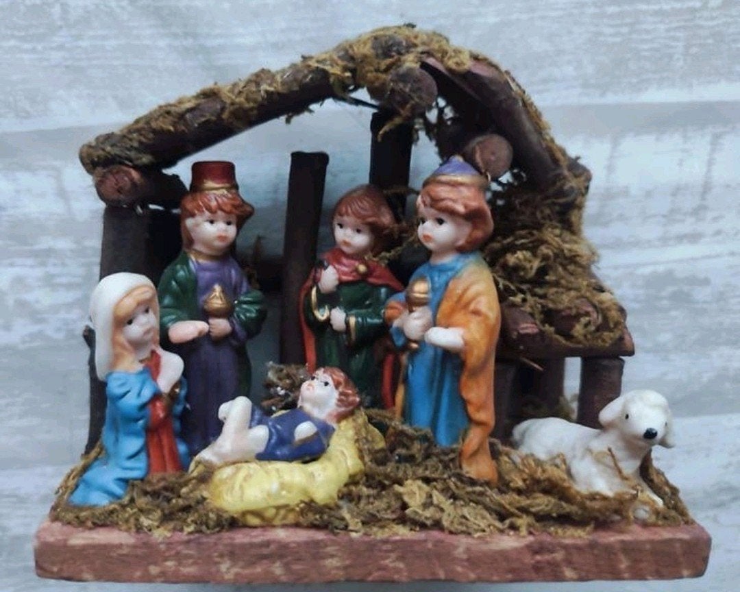 Mini kerststal kerstgroep 7 x 13 x 12 cm, Diversen, Kerst, Ophalen of Verzenden