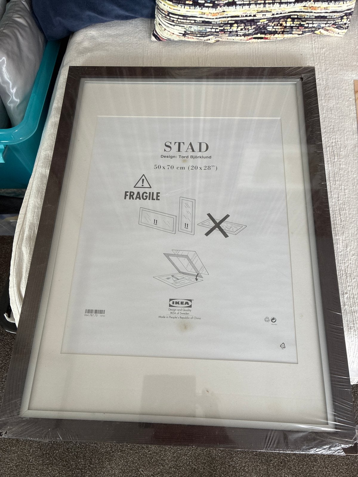 Nieuwe IKEA Schilderijlijst STAD 50x70 cm met passe-partout, Ophalen, Bruin, Schilderijlijst, Met passe-partout