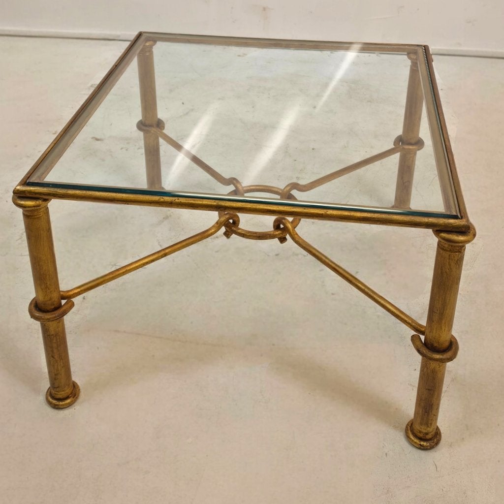 Salontafel Banci Florence jaren 70 Hérmes model verguld, Huis en Inrichting, Tafels | Salontafels, Ophalen, Gebruikt, 50 tot 100 cm