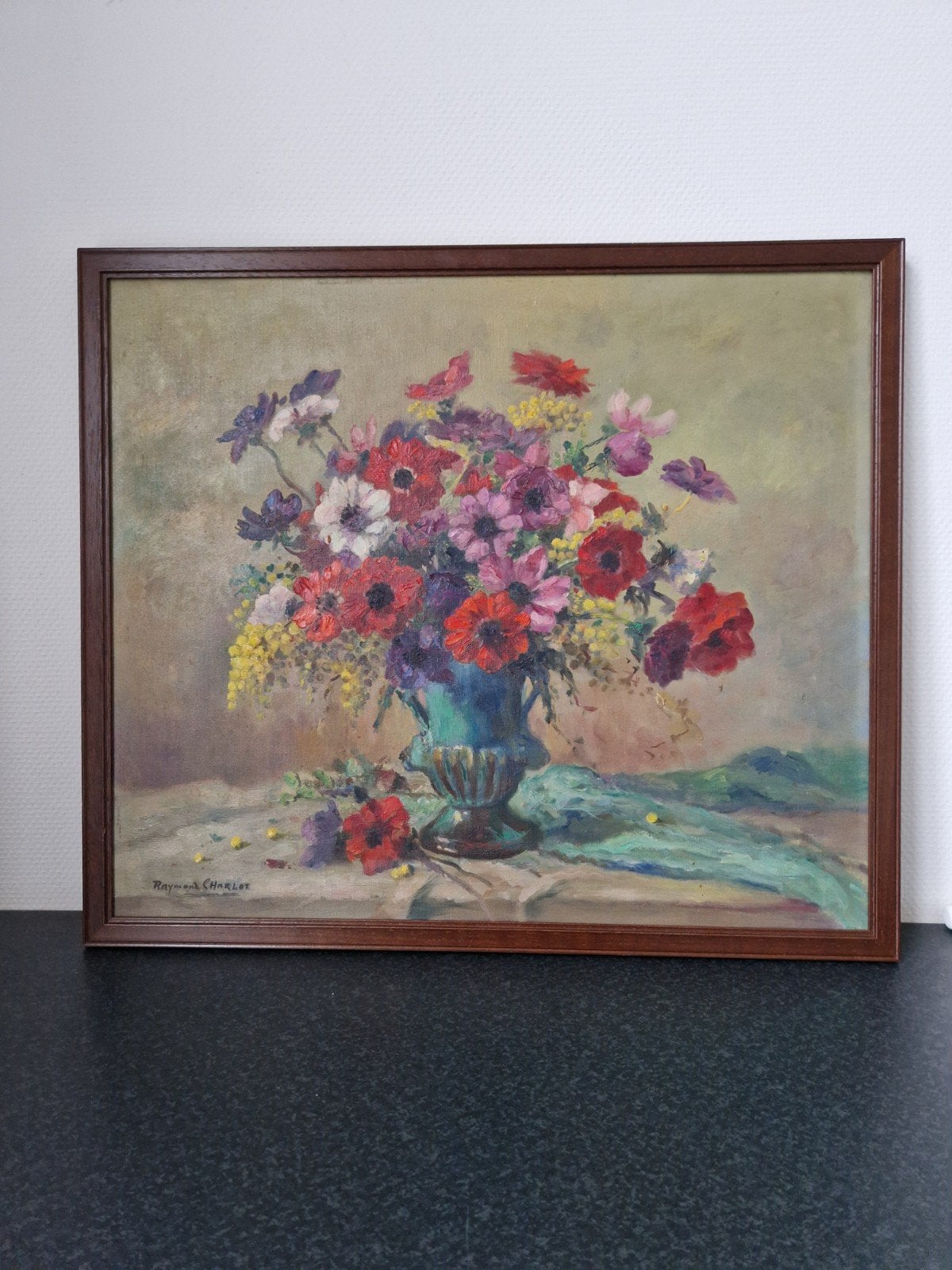 Groot Bloemstilleven Raymond Charlot (1878-1923) 73 x 63cm, Antiek en Kunst, Ophalen of Verzenden