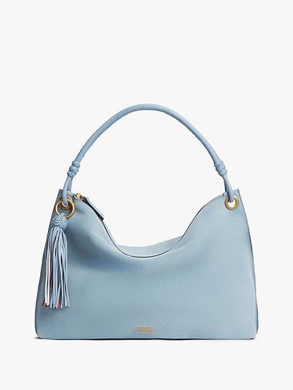 Tommy hilfiger Suède schoudertas met kwastje nieuw, Sieraden, Tassen en Uiterlijk, Ophalen of Verzenden, Nieuw, Blauw, Schoudertasje