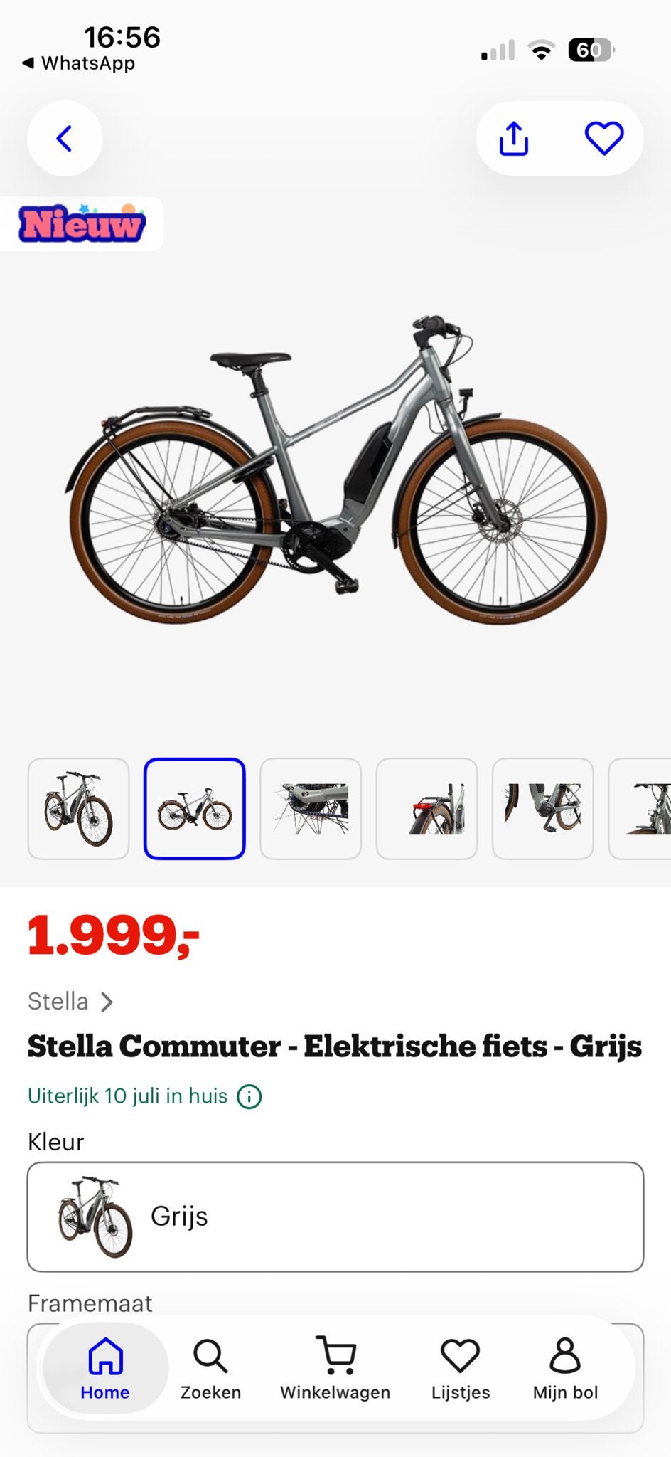 Stella Commuter - Elektrische fiets - Grijs, Fietsen en Brommers, Elektrische fietsen, Zo goed als nieuw, 51 tot 55 cm, 50 km per accu of meer