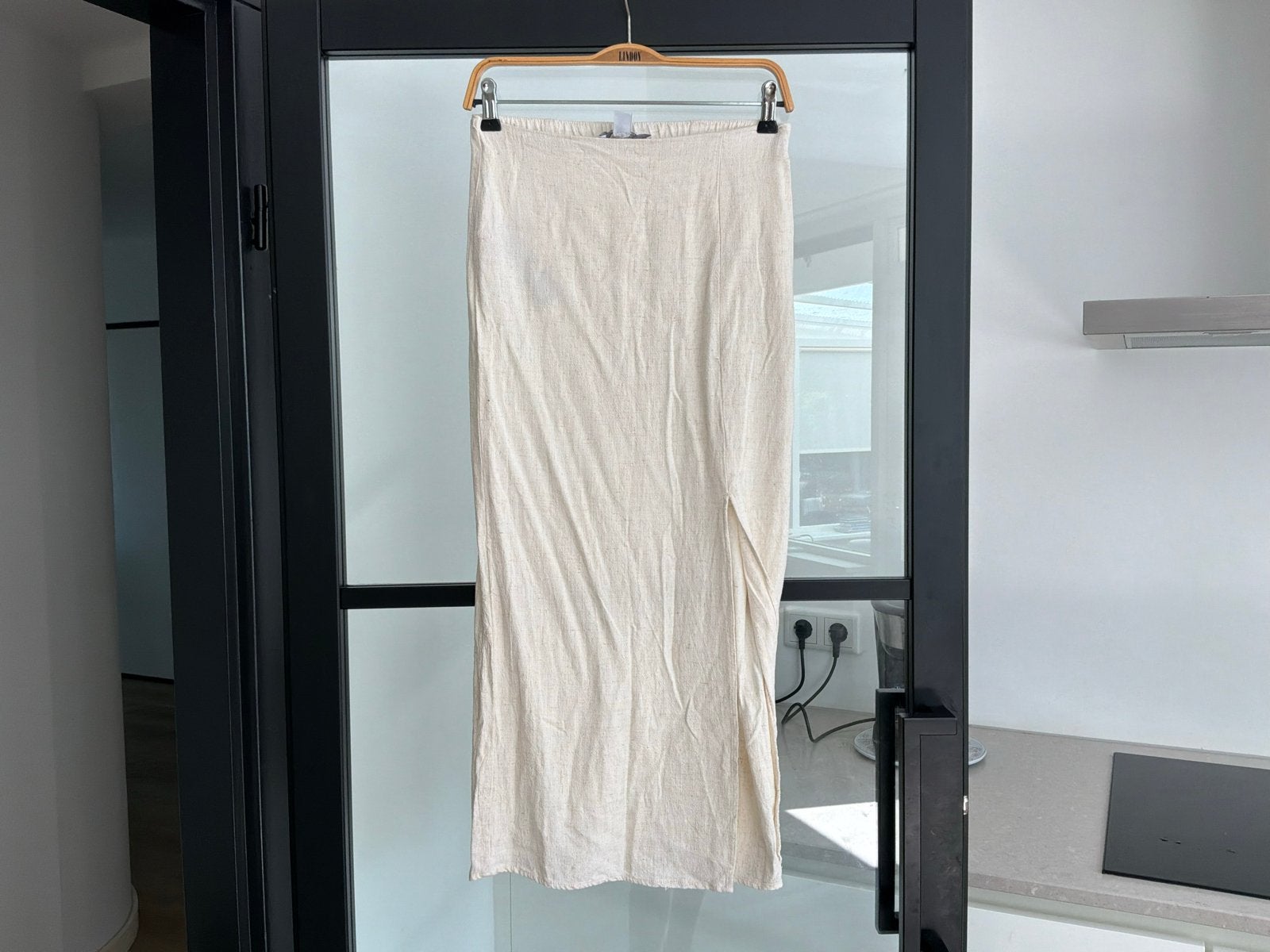 Lange linnen katoenen rok Amisu - Zeer goede staat 34, Kleding | Dames, Ophalen of Verzenden, Zo goed als nieuw, Beige, Onder de knie