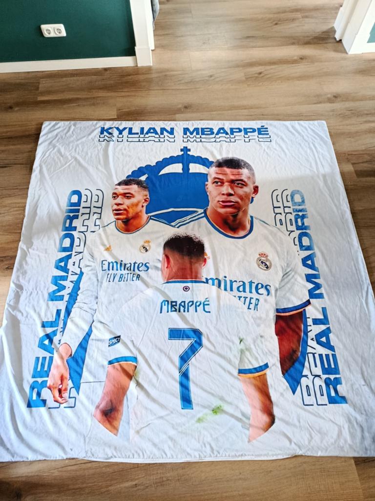 Mbappé dekbedovertrek 2 persoons met 2 kussenslopen, Wit, Dekbedovertrek, Tweepersoons, Ophalen of Verzenden