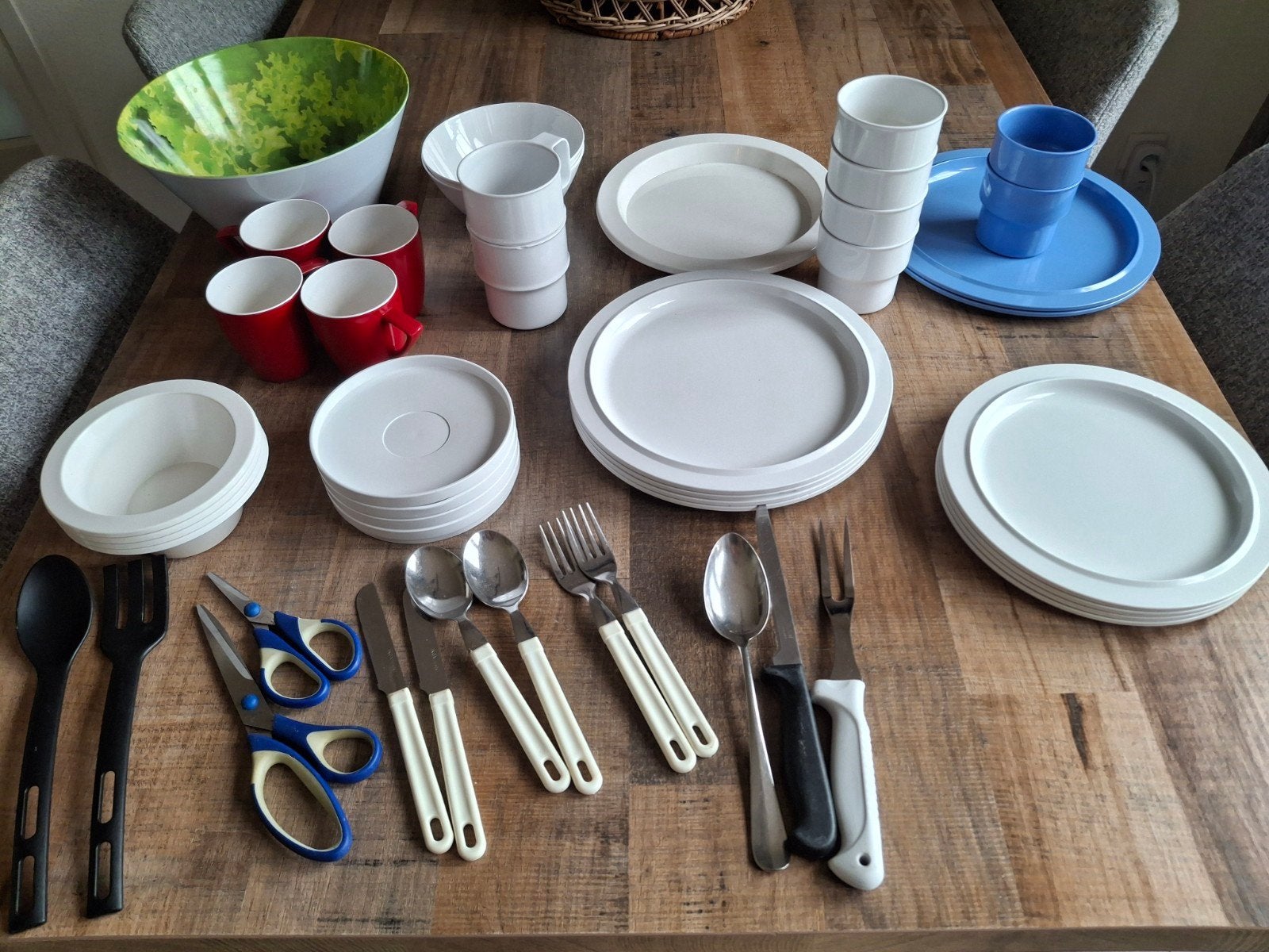 mepal 4 persoons servies,  Mepal Rosti servies  en 2p stek, Kunststof, Gebruikt, Mepal, Vintage