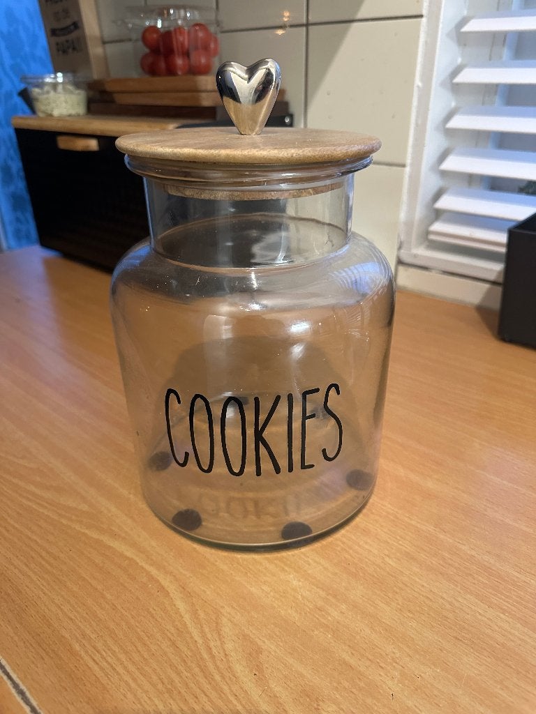 Leuke grote cookies pot, Ophalen of Verzenden, Zo goed als nieuw, Glas