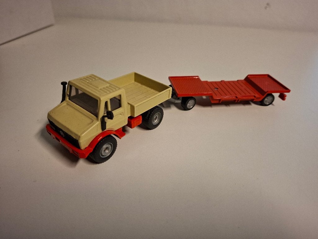 Siku Unimog met aanhanger, Ophalen of Verzenden, Gebruikt, Hijskraan, Tractor of Landbouw, SIKU