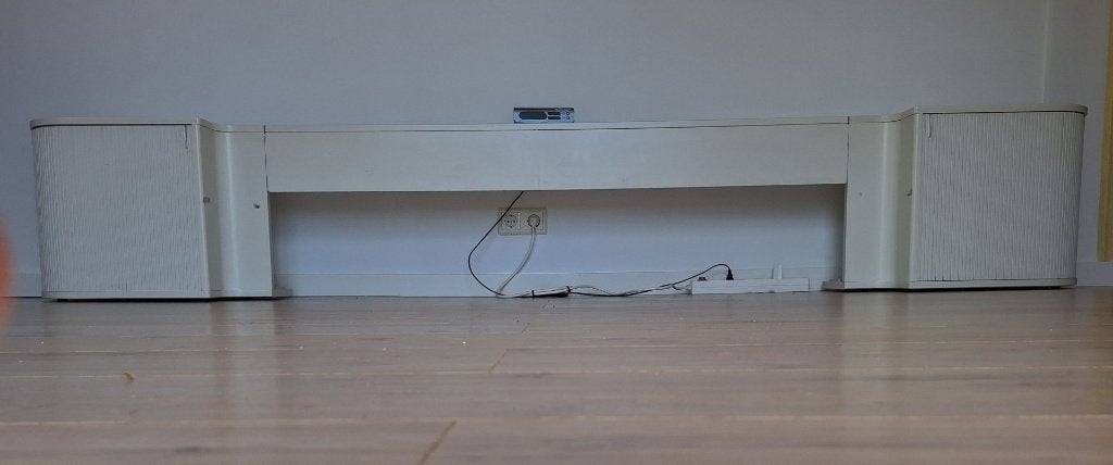Auping Auronde (lage) achterwand met nachtkastjes, Ophalen, Gebruikt, Wit, Tweepersoons