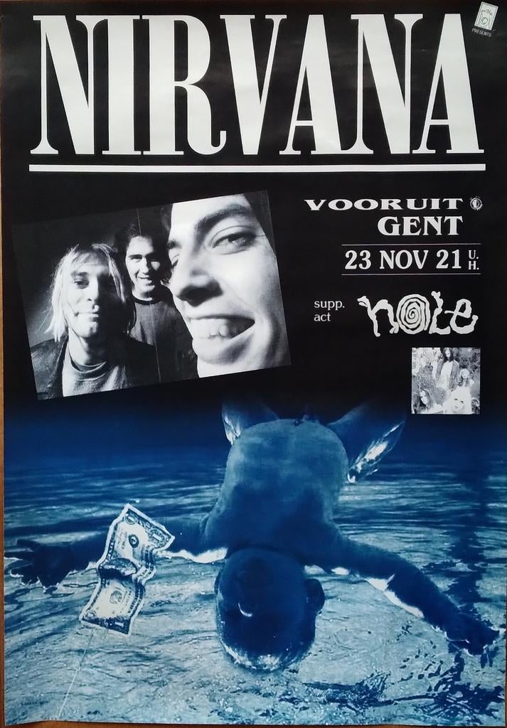 Nirvana Concert Poster Vooruit Gent 23 Nov, Verzamelen, Ophalen of Verzenden, A1 t/m A3, Muziek, Rechthoekig Staand