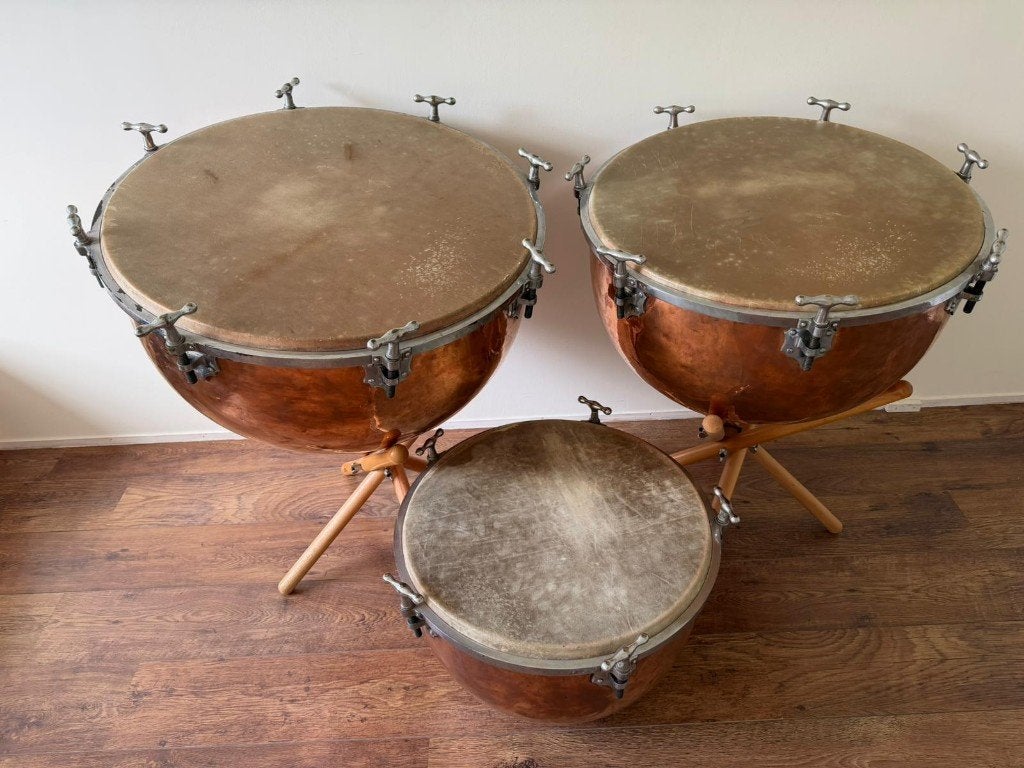 3 Barokpauken met natuurvel (29", 27", 22"), Muziek en Instrumenten, Ophalen, Gebruikt, Trommel
