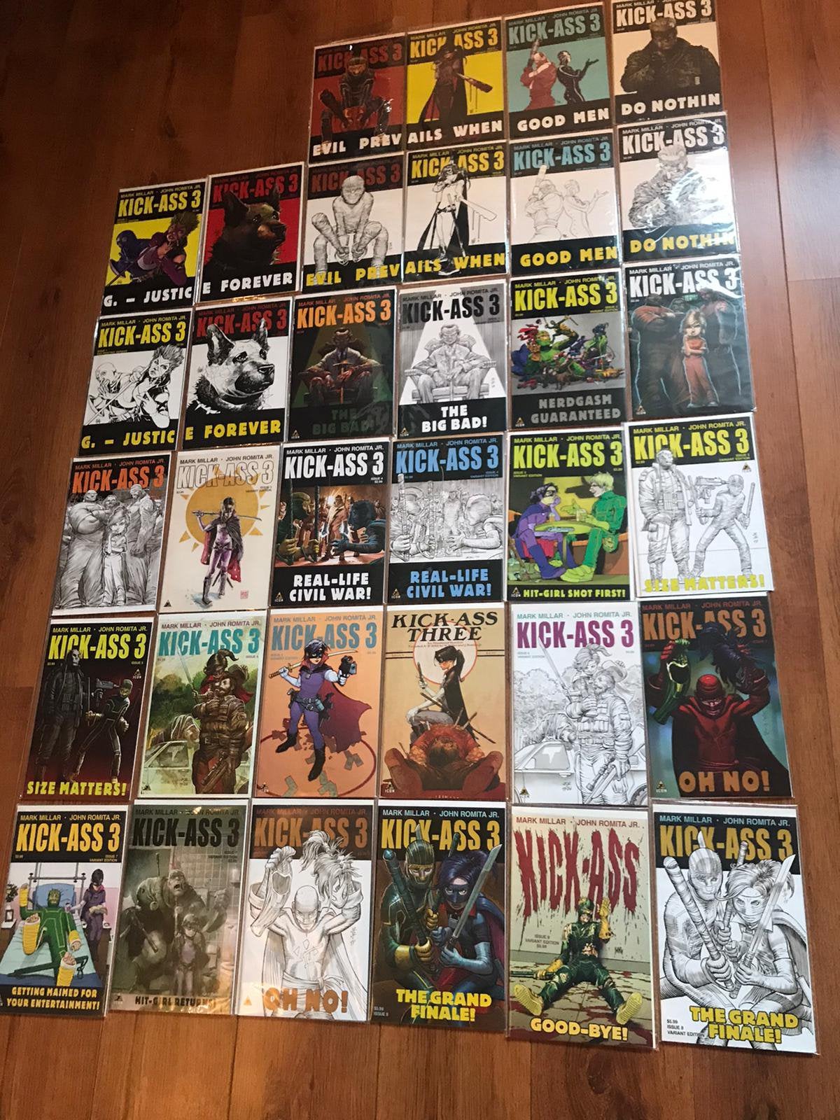 Kick-Ass 3 comics - complete set + all variant covers, Complete serie of reeks, Ophalen, Nieuw, Amerika