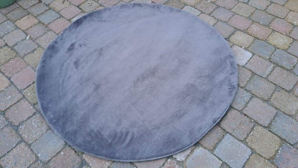 Rond grijs vloerkleed - zacht en modern, Ophalen of Verzenden, Zo goed als nieuw, Onbekend, Onbekend