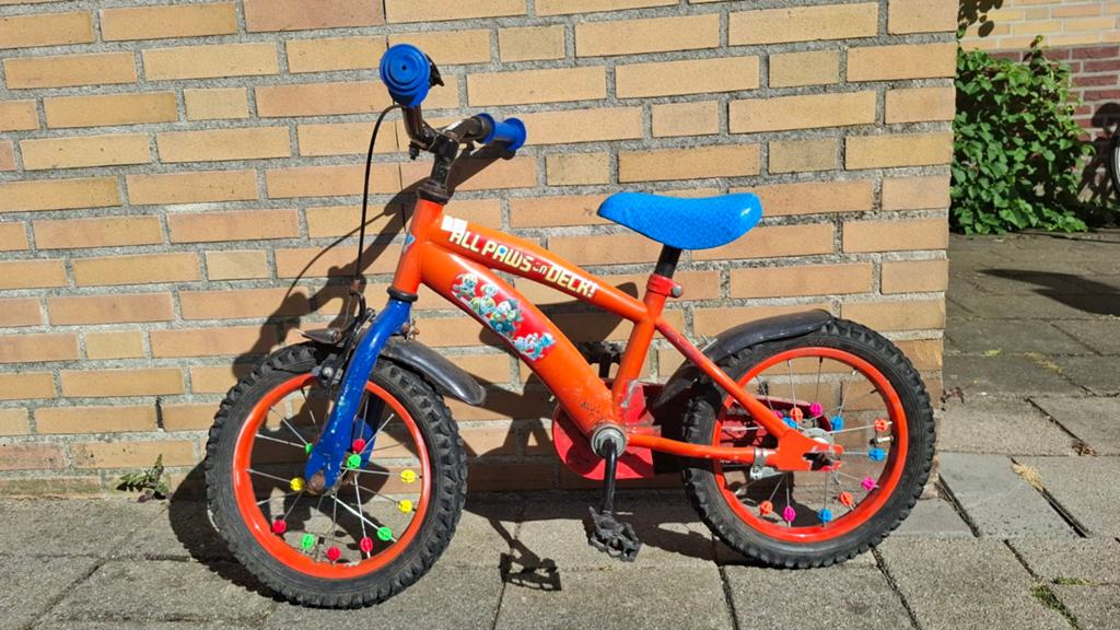 Paw Patrol Kinderfiets - Oranje met blauwe accenten, Ophalen, Paw Patrol, Gebruikt, Velgrem