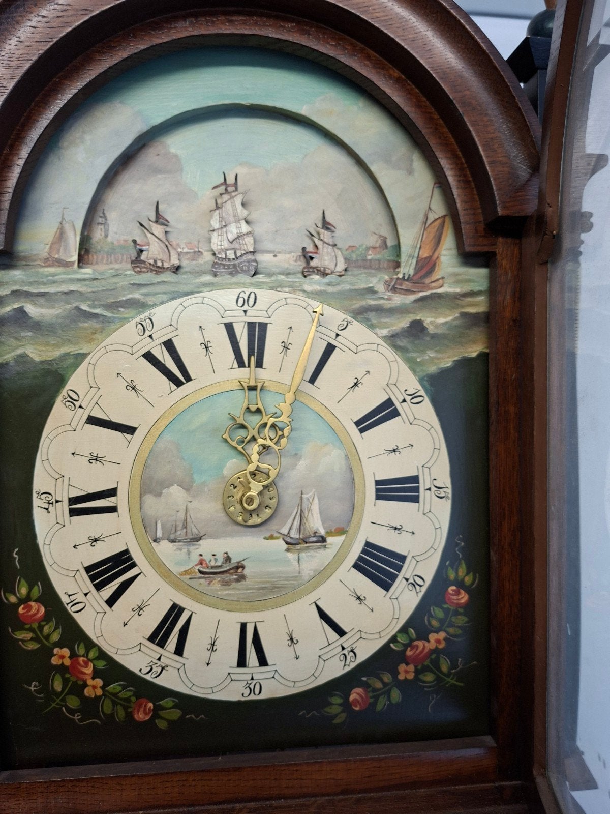 Friese staartklok met scheepjesmechaniek, goedwerkend, Antiek en Kunst, Antiek | Klokken, Ophalen of Verzenden