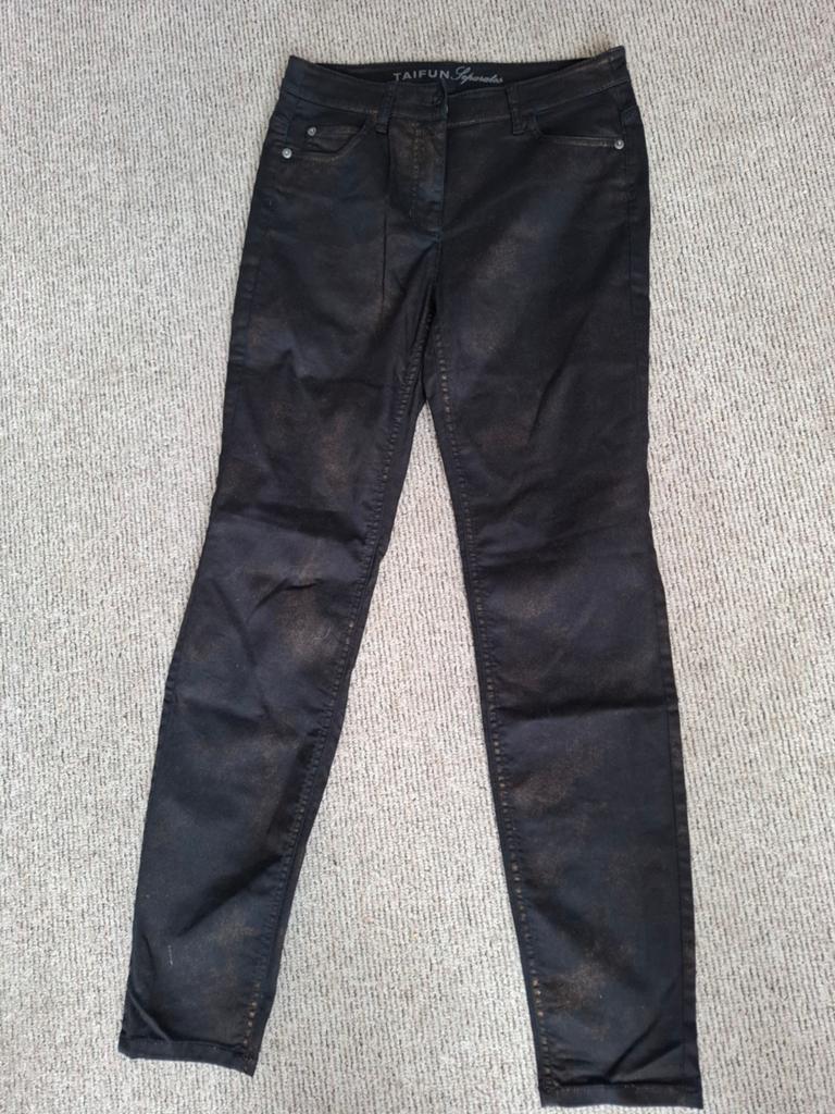 Taifun Signature coated broek zwart/brons maat 38, Kleding | Dames, Maat 38/40 (M), Zwart, Ophalen of Verzenden, Zo goed als nieuw