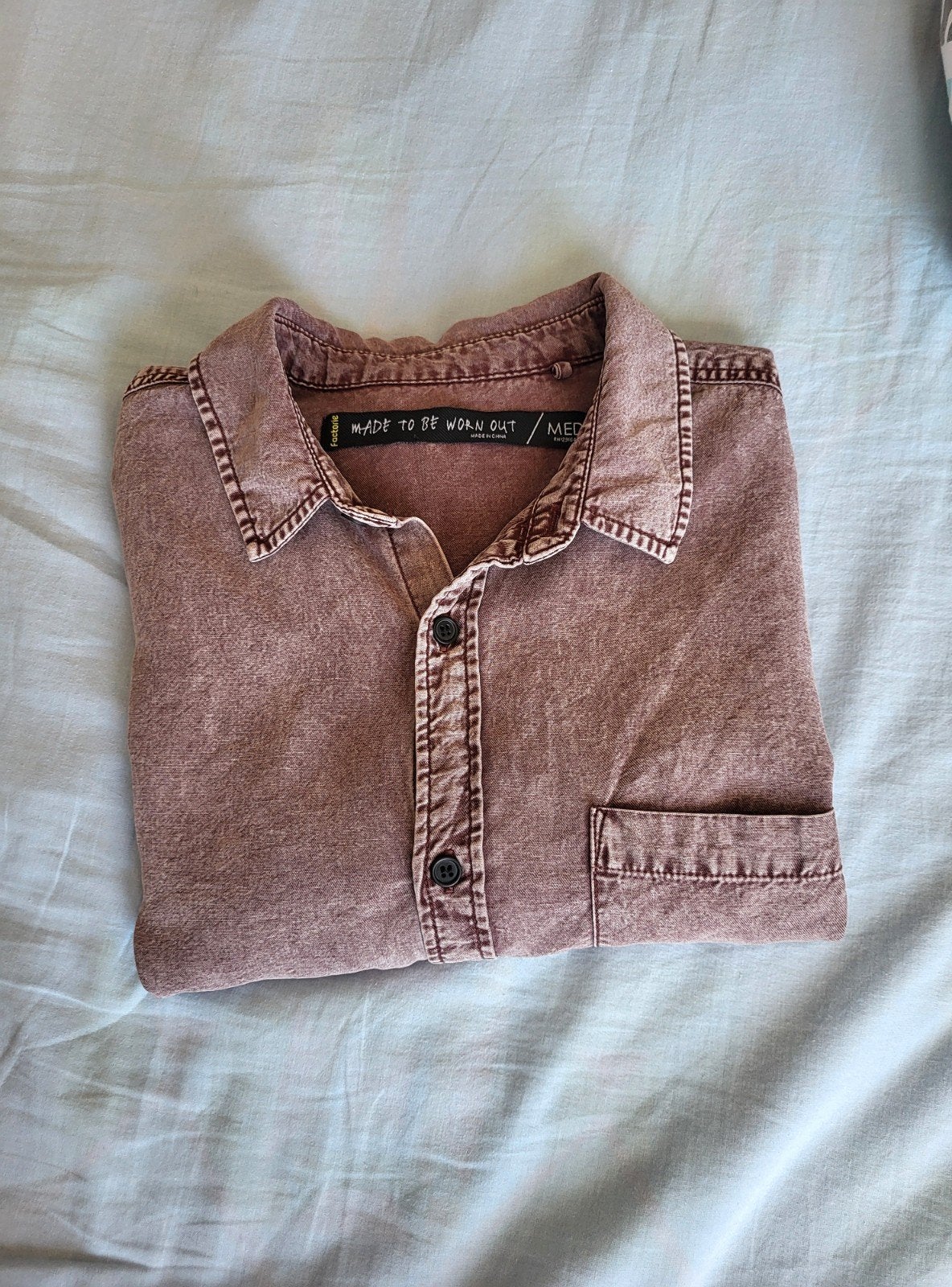 Heren bordeauxrood denim overhemd Casual, Ophalen of Verzenden, Zo goed als nieuw, Rood, Halswijdte 39/40 (M)