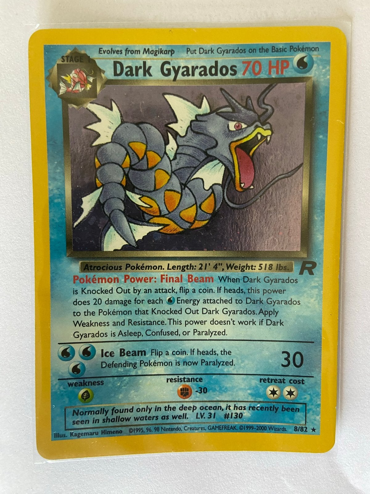 Dark Gyarados Holo Pokémon Kaart (Team Rocket Set), Ophalen of Verzenden, Gebruikt, Losse kaart, Foil