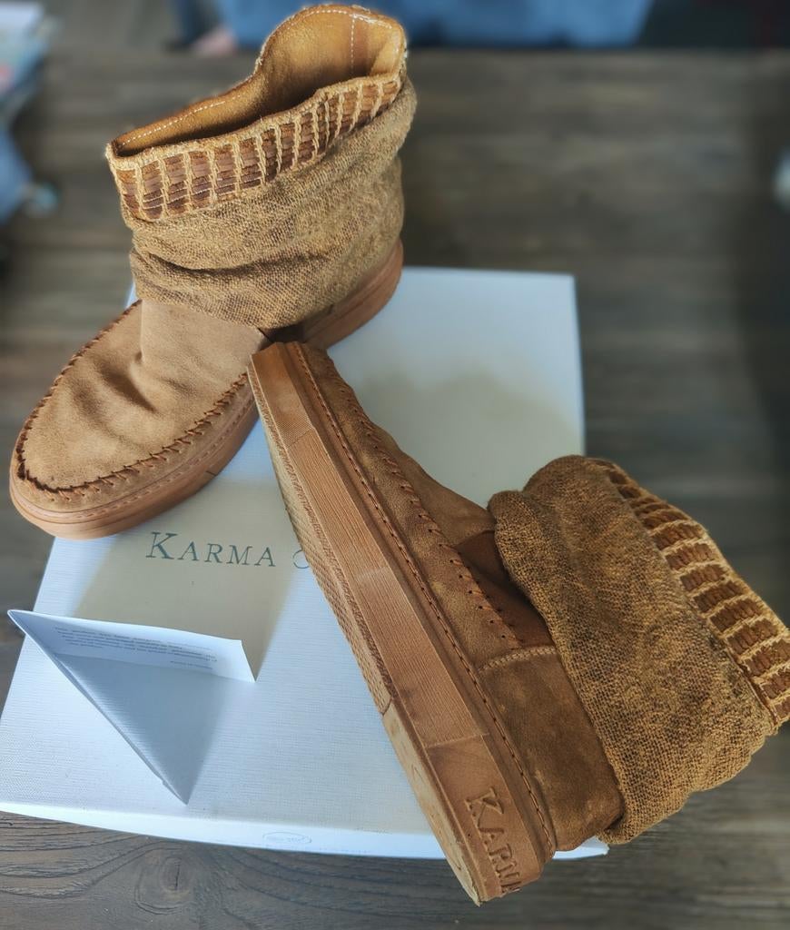 Karma of Charme cognac enkellaarsjes, Kleding | Dames, Bruin, Ophalen of Verzenden, Zo goed als nieuw, Karma of Charme