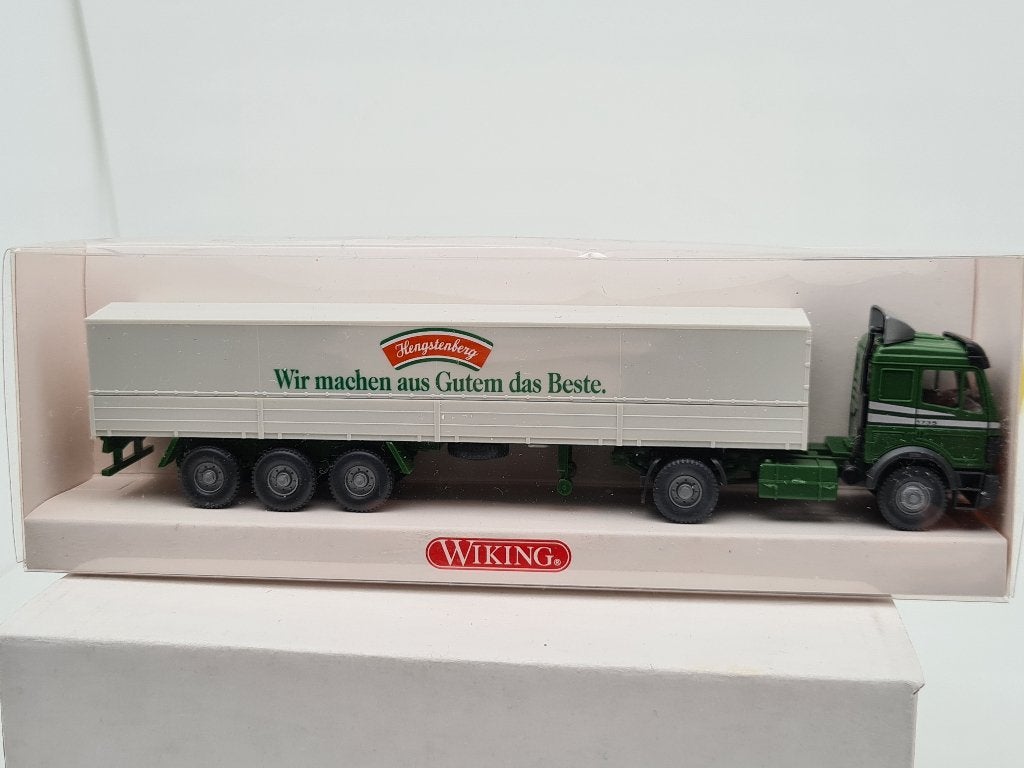 Hengstenberg - Mercedes Benz met huiftrailer - Wiking 1/87, Verzenden, Zo goed als nieuw, Bus of Vrachtwagen, Wiking