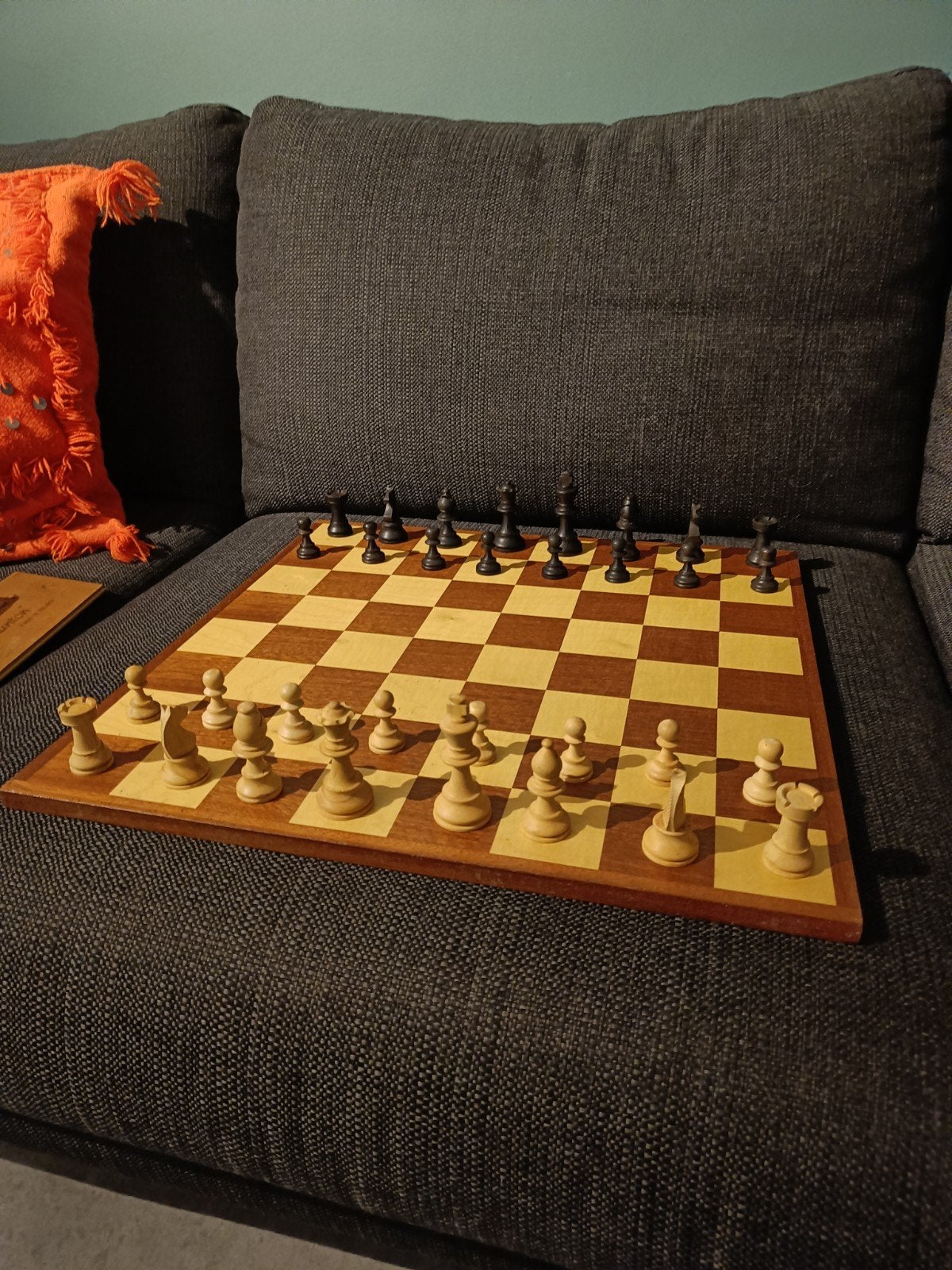 Houten Dam/Schaakbord met Houten Stukken - 47x47cm, Ophalen of Verzenden, Gebruikt, Schaken