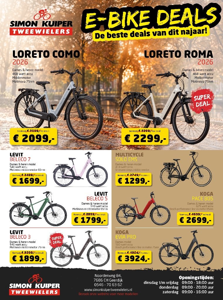 MEGA NAJAARSACTIE – DEZE WEEK! Elektrisch fietsen!! KORTING