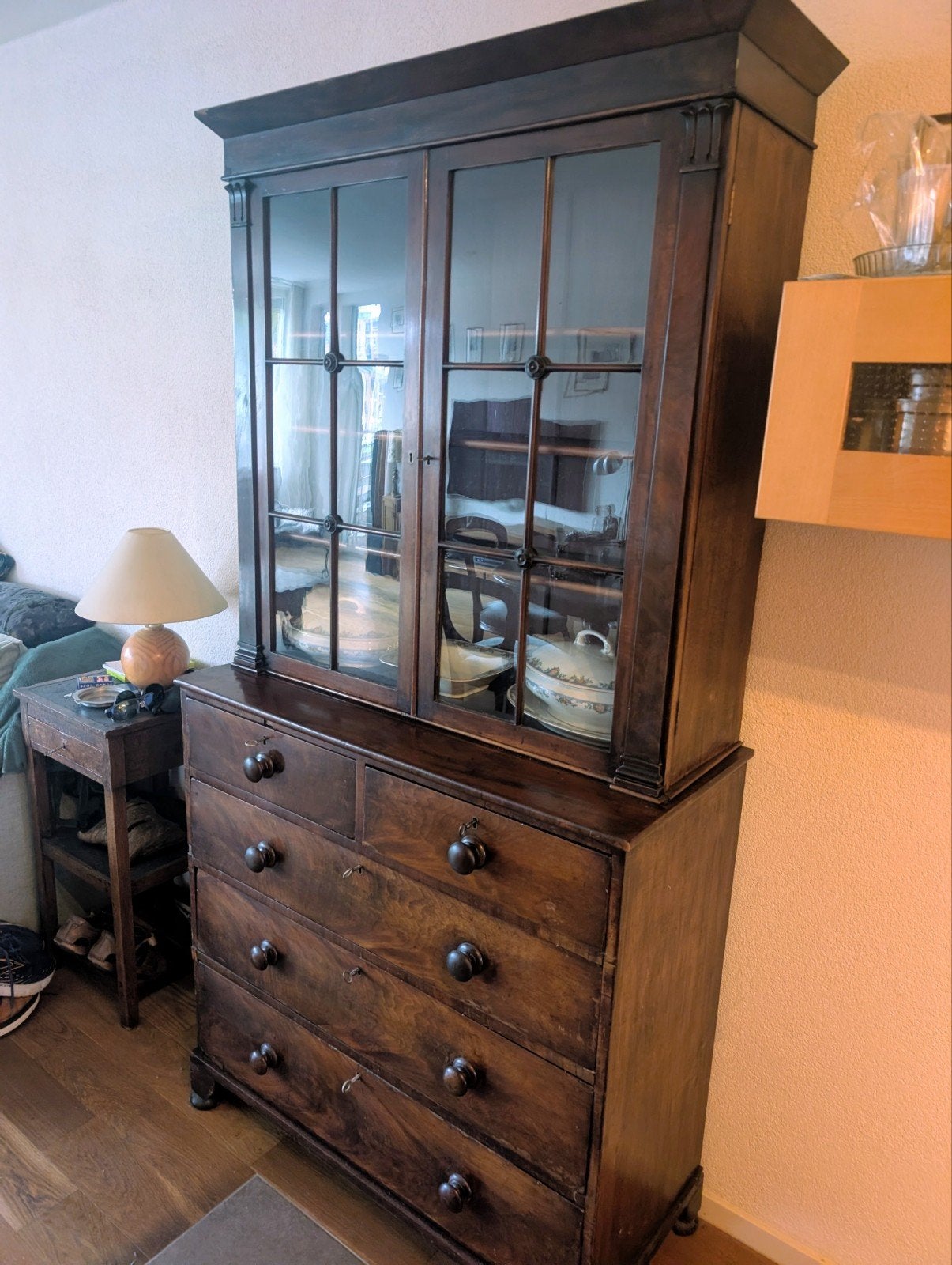 Klassieke mahoniehouten servieskast – Biedermeier stijl, Ophalen, Gebruikt, 50 tot 100 cm, Biedermeier