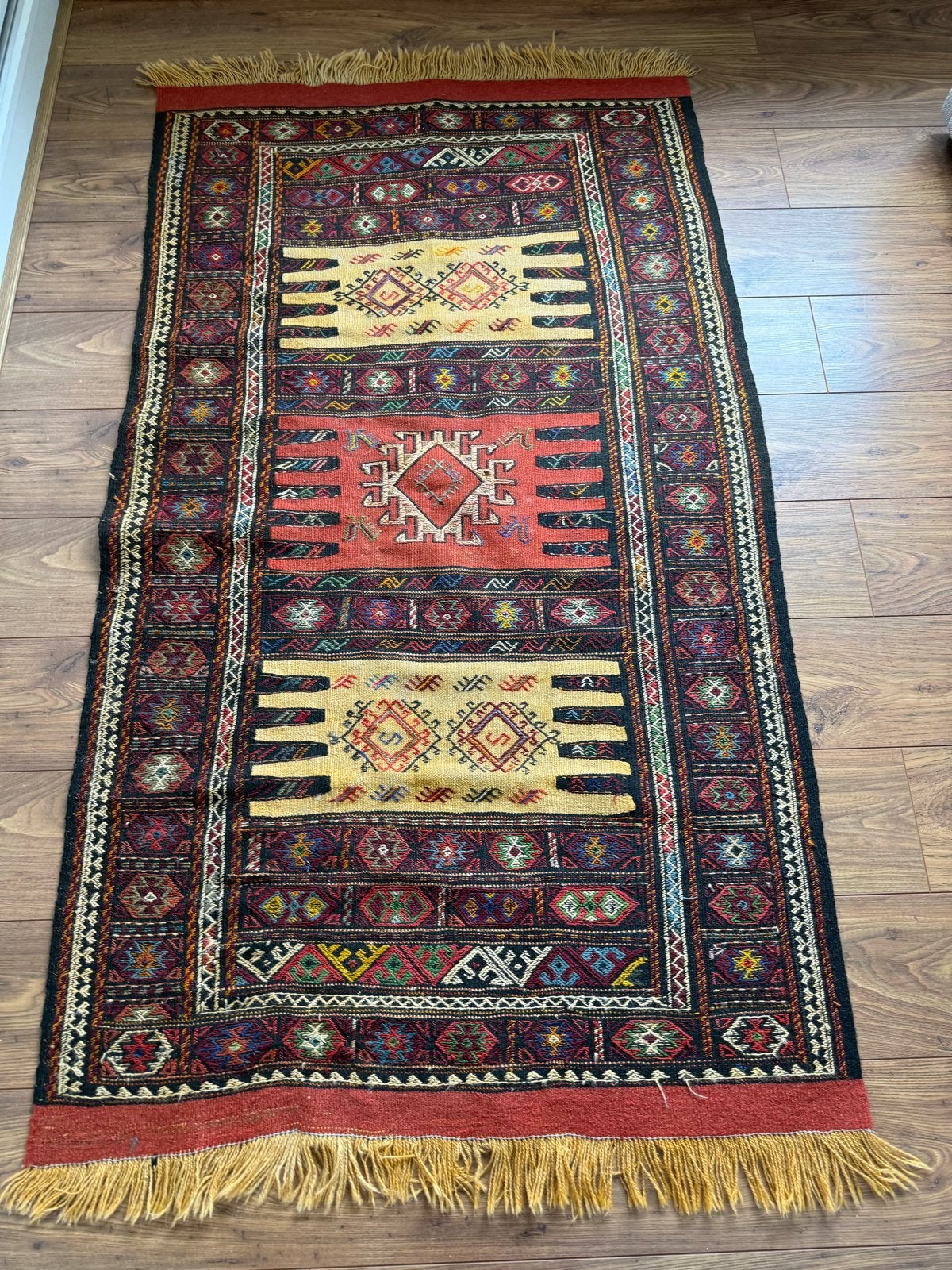 Unieke Handgeknoopte Perzische Kelim - Oud en Zeer Mooi, Huis en Inrichting, Gebruikt, 200 cm of meer, Rechthoekig, Rood