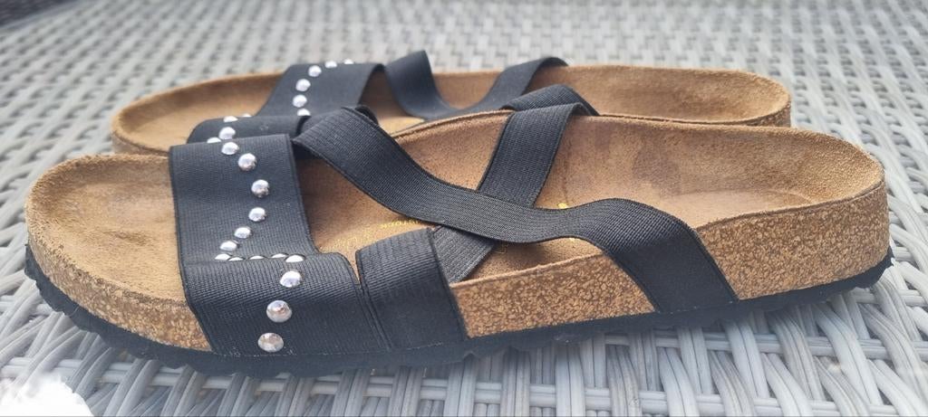 Papillio by Birkenstock sandalen met studs, maat 40, Zwart, Zo goed als nieuw, Papillio by Birkenstock, Sandalen of Muiltjes