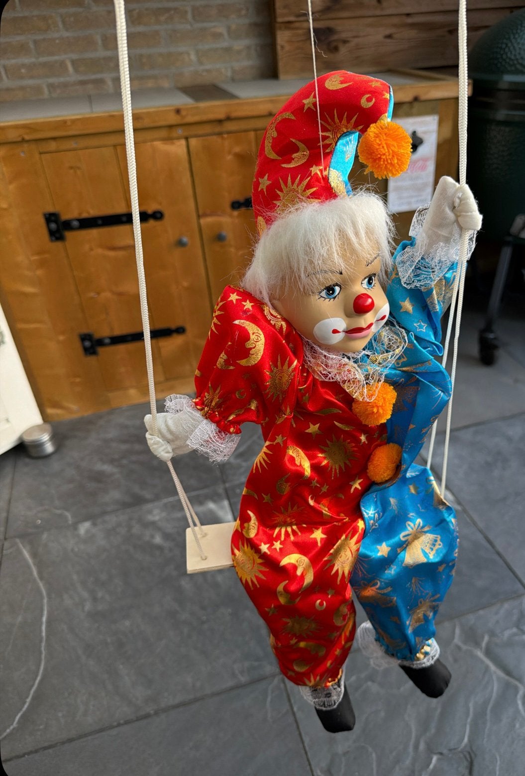 Clown op schommel, in blik, Ophalen, Nieuw